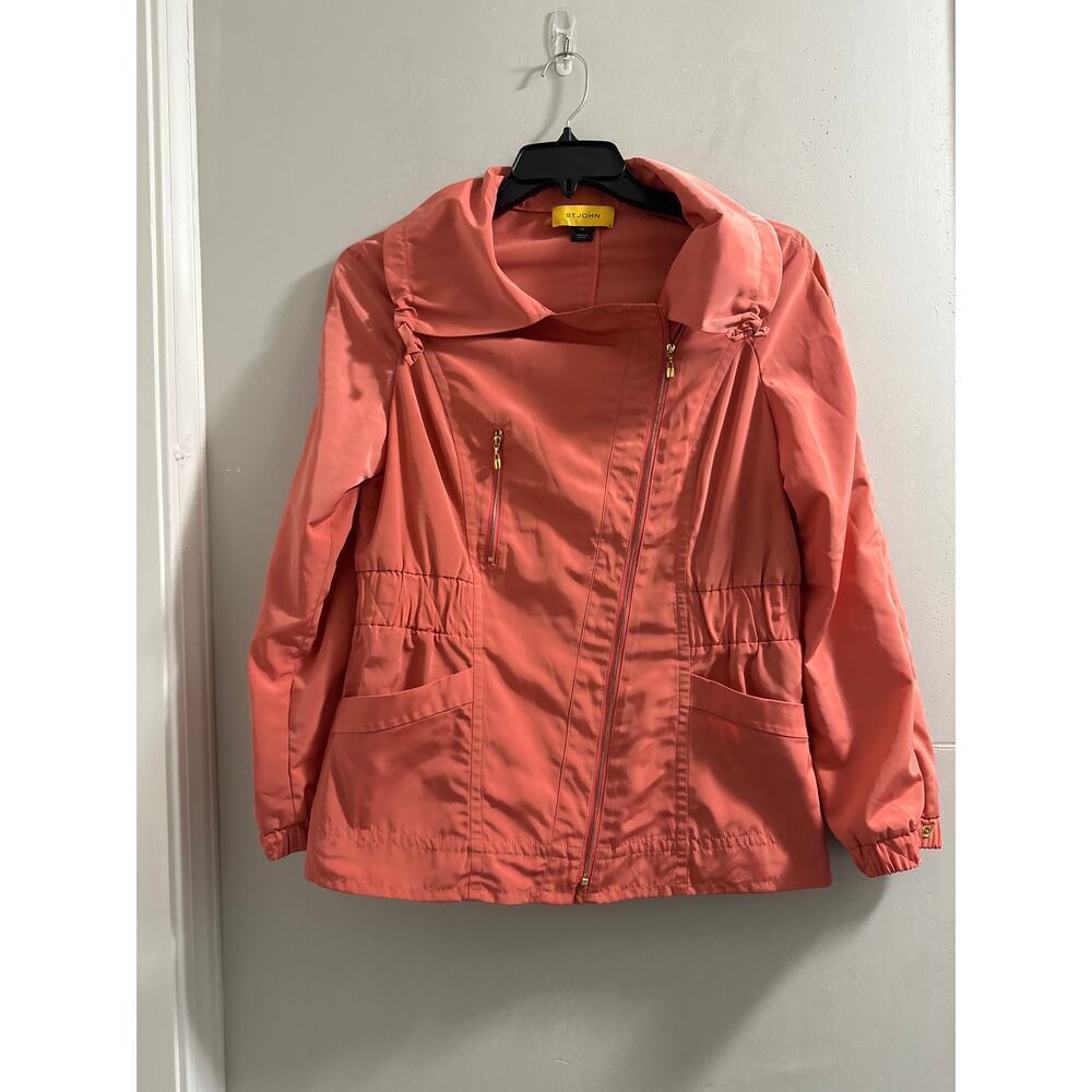 ST JOHN  yellow label pink jacket blazer career wear wind breaker size Medium‎